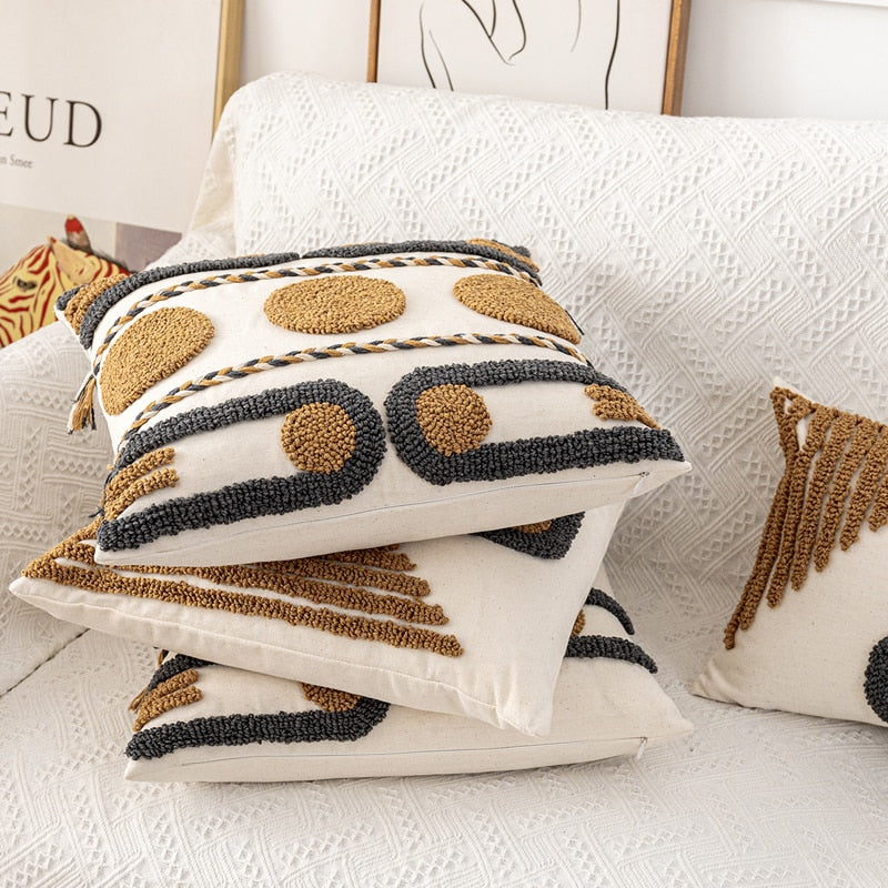 GREEK STYLE TUFTED CUSHION COVER