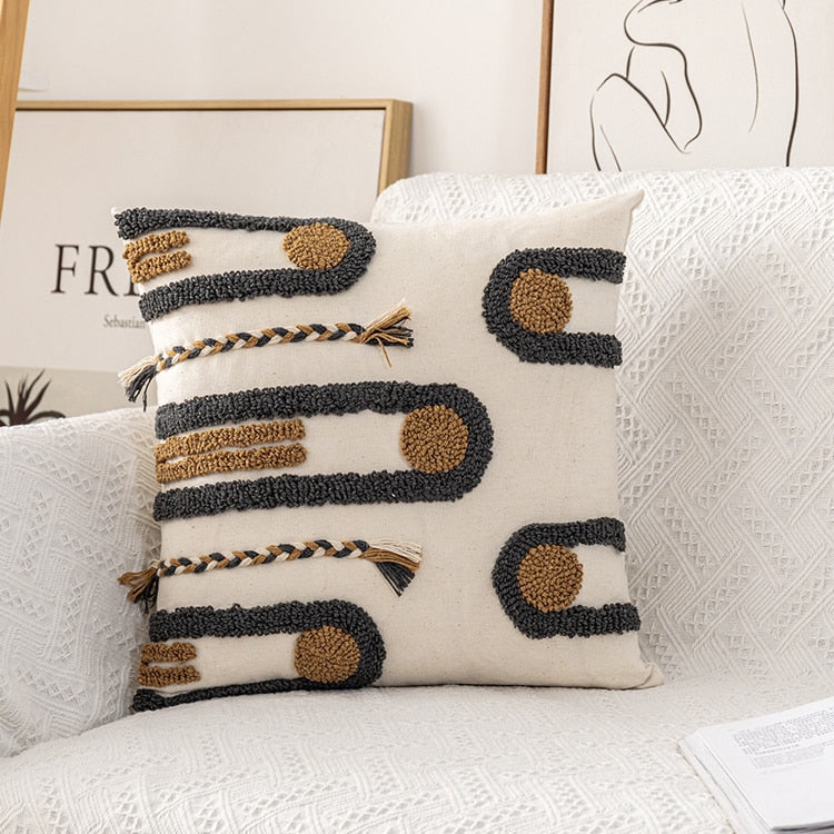 GREEK STYLE TUFTED CUSHION COVER