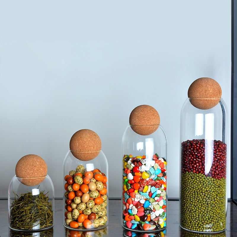 CORK BALL CLEAR STORAGE JARS