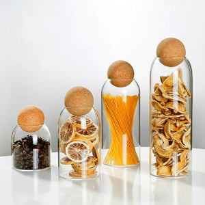 CORK BALL CLEAR STORAGE JARS