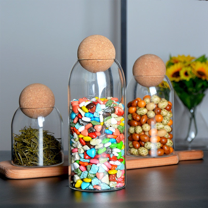 CORK BALL CLEAR STORAGE JARS