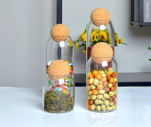 CORK BALL CLEAR STORAGE JARS